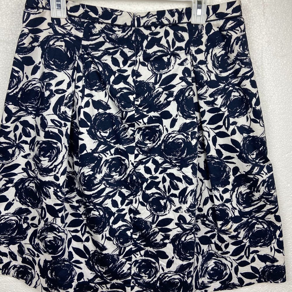 Mario Serrani Navy Flower Pleated Skirt Sz12 Italy